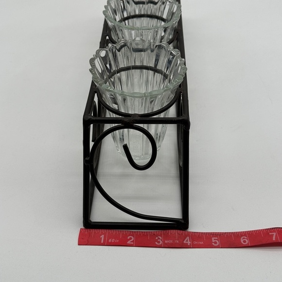 Glass Dip Trio with wrought Iron Stand - Picture 6 of 7